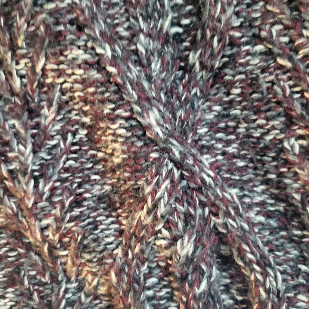 Madewell Alpaca Wool Blend Chunky Cable Knit Sweater Marled Burgundy Grey Size M - Picture 4 of 6